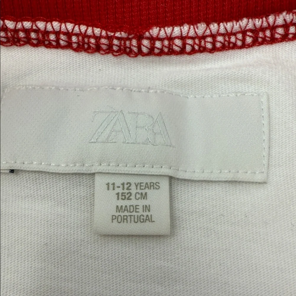 Zara Kids White & Red 'Race’ Graphic Tee size 11-12